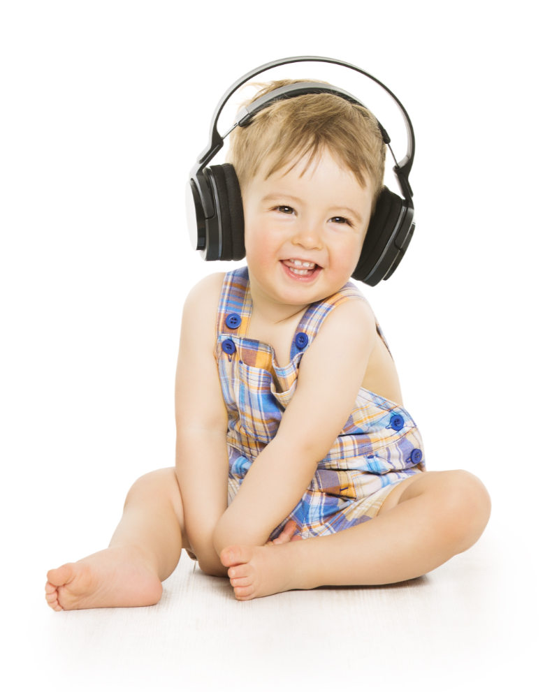 Toddler with headphones